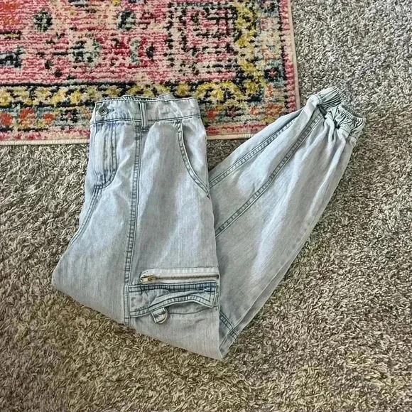 Hot topic Indigo Denim Cargo Jogger Jeans Girls Size L - Picture 7 of 15